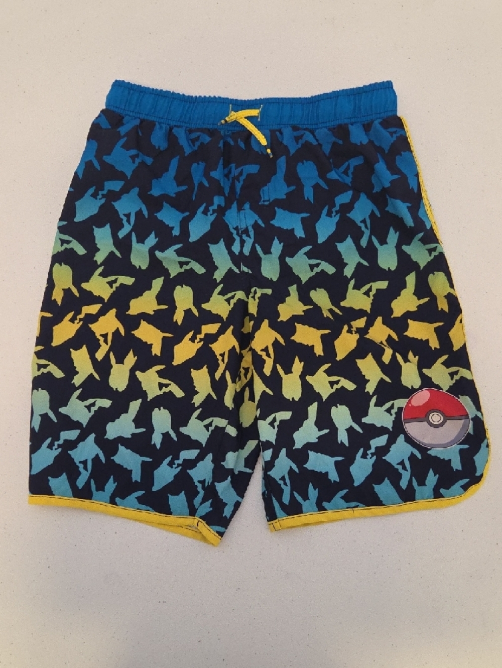 Boys' Blue Pokemon Gradient Pikachu Swim Shorts Size 14/16